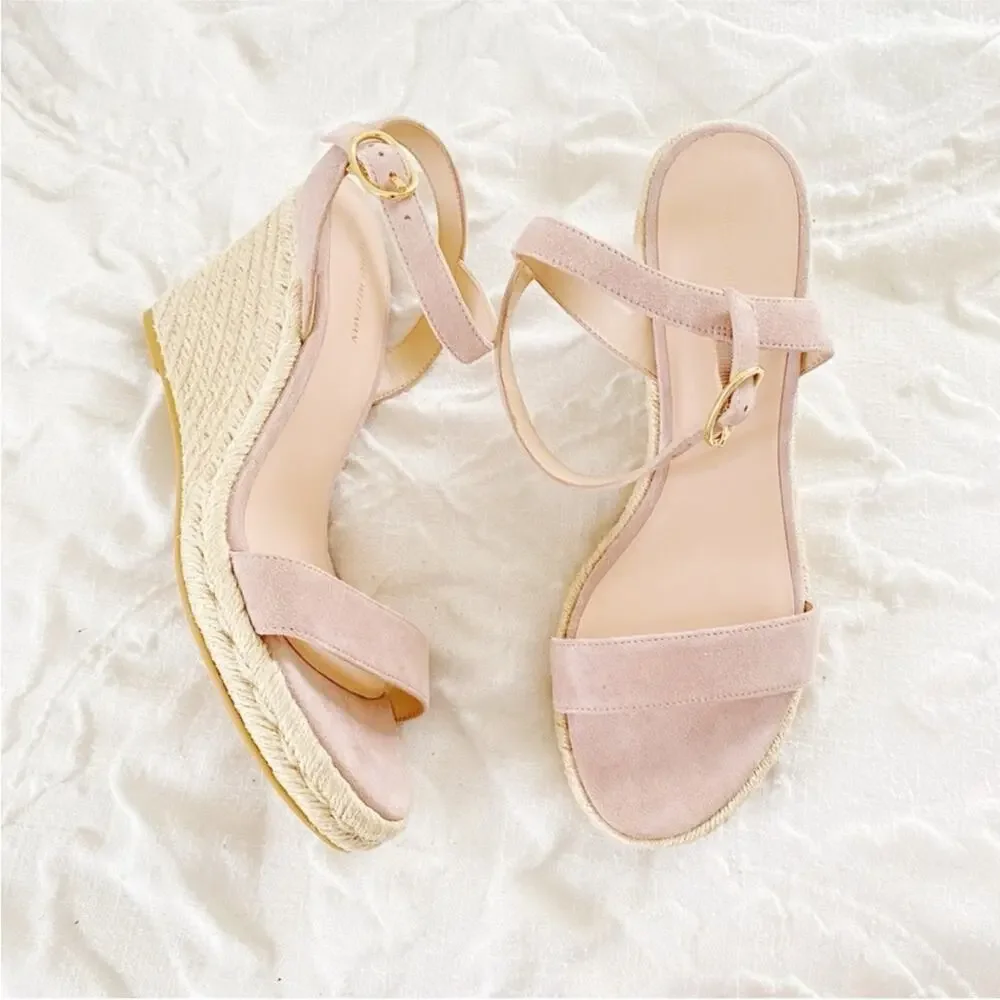 Stuart Weitzman Teddi suede espadrille wedge sandals Size 9.5
